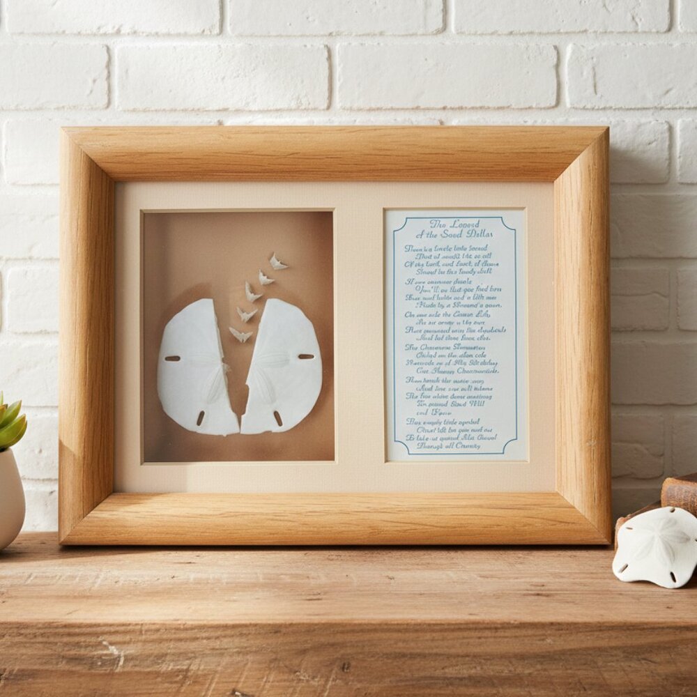 Vintage Christian Legend of the Sand Dollar Shadow Box Coastal Wall Art Decor